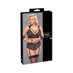 Cottelli Bondage Plus Size - csipke melltartó szett (fekete)