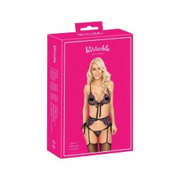 Kissable - pink-lila hímzéses melltartó szett (fekete)