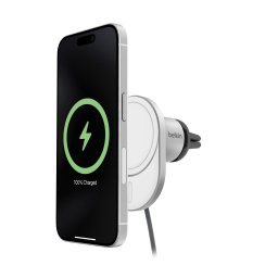 Belkin BOOST CHARGE Qi2 mágneses autós töltőtartó, 15 W, adapter nélkül, szürke
