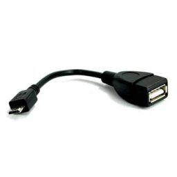 USB kábel (2.0), microUSB férfi - USB A női, 0,15m, OTG, fekete, ELADÓ
