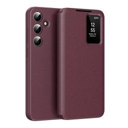 Tok álló (aktív FLIP, oldalra nyíló, Smart View Cover) BORDÓ Samsung Galaxy S25 FE (SM-S731)