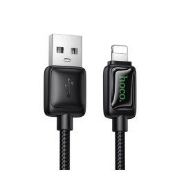 HOCO U146 adatkábel (USB - lightning, 2.4A, LED kijelző, 120cm) FEKETE Apple IPAD 2, IPAD mini 2 , iPhone 6S 4.7
