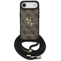 Guess 4G Big Logo Cord Stap Apple iPhone Air (2025) hátlap tok vállpánttal, barna