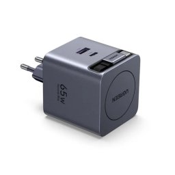 Ugreen X615 USB-C + USB-A hálózati töltő adapter USB-C kábellel, GaN, 65W, 3A, szürke