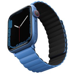Uniq Revix Apple Watch 38/40/41mm mágneses szilikon szíj, állítható, kék-fekete (1-9/SE/SE2/SE3)