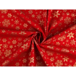 Karácsonyi pamut poplin fémes hópehely mintával 142 cm