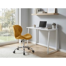 ZARIMO dolgozószoba szett 80x40 cm, fehér asztal + AVOLA VELVET szék, mustársárga