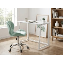 ZARIMO otthoni irodai szett: íróasztal 80x40 cm, fehér + AVOLA VELVET szék, Mentás