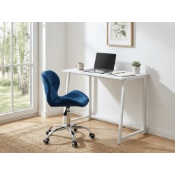 ZARIMO irodai készlet: 80x40 cm-es asztal, fehér + AVOLA VELVET szék, kék