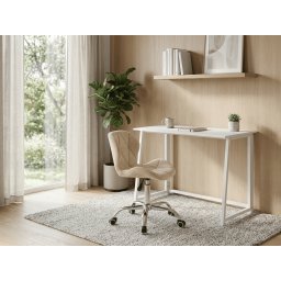 Dolgozószoba szett ZARIMO asztal 80x40 cm, fehér + AVOLA VELVET fotel, világos krémszínű