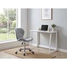 ZARIMO irodai szett, asztal 80x40 cm, fehér + AVOLA VELVET szék, világosszürke