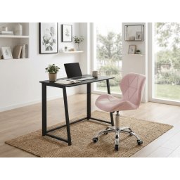 ZARIMO dolgozószoba szett asztal 80x40 cm, fekete + AVOLA VELVET karosszék, rózsaszín