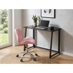 Irodai szett ZARIMO, asztal 80x40 cm, fekete + AVOLA szék műbőrből, rózsaszín