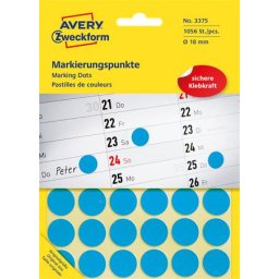 AVERY ZWECKFORM Etikett, 18 mm, kör, AVERY ZWECKFORM, kék, 1056 etikett/csomag