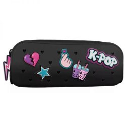 K-Pop Dark szilikon bedobálós tolltartó 5 darab 3D pinnel - fekete - Cool Pack