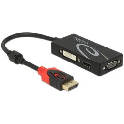 Delock DisplayPort 1.2 hím > VGA / HDMI / DVI nő adapter, 4K, passzív, fekete