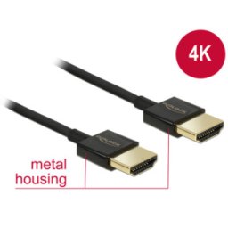 Delock Nagy sebességű HDMI kábel Ethernet - HDMI-A hím > HDMI-A hím 3D 4K 2 m Slim Prémium