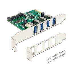 Delock PCI Express kártya > 4 x USB 3.0 alacsony profil
