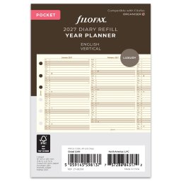 Filofax Naptárbetét Éves Vertikális Pocket Krém 2027