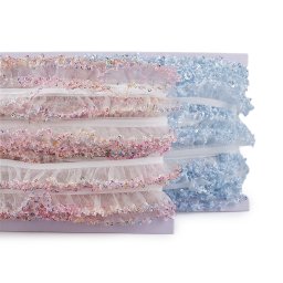 Fodros gumiszalag flitteres széles 20 mm gumis organza