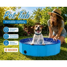 Összecsukható Kutyamedence 160×30 cm - Hordozható Pet Tub