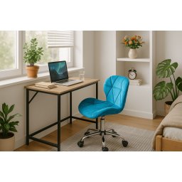Dolgozószobai szett íróasztal TAYLOR 80x50 cm sonoma tölgy + irodai szék AVOLA VELVET királykék
