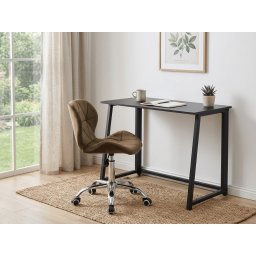 ZARIMO dolgozószoba szett: asztal 80x40 cm, fekete + AVOLA VELVET fotel, barna