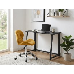 ZARIMO irodai szett: asztal 80x40 cm, fekete + AVOLA VELVET fotel, mustársárga