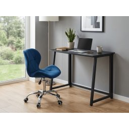 ZARIMO irodai szett 80x40 cm-es asztal, fekete + AVOLA VELVET szék, kék