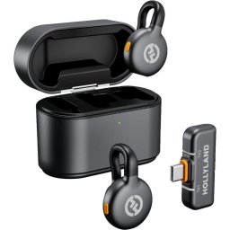 Hollyland LARK M2S Duo vezeték nélküli lavalier mikrofon USB-C csatlakozóval (Duo, űrszürke)