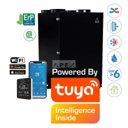HOLTOP/AIRWOODS AV-HTPF60 központi hővisszanyerős szellőztető beépített hűtő-fűtő funkcióval, entalpia hőcserélővel, LCD-s vezérléssel, WiFi-vel