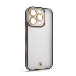 Szilikon telefonvédő (ütésállóság, matt, műanyag hátlap, kameravédő) ARANY/SÖTÉTKÉK Apple iPhone 16 Pro Max