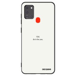 Fekete szilikon tok az alábbi mobiltelefonokra Samsung Galaxy A21s - Girl, do it for you
