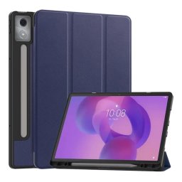 Tok álló, bőr hatású (aktív FLIP, oldalra nyíló, TRIFOLD, asztali tartó, ceruza tartó) SÖTÉTKÉK Lenovo Idea Tab Pro (TB373FU) WIFI