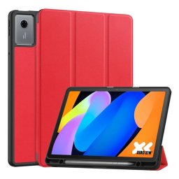 Tok álló, bőr hatású (aktív FLIP, oldalra nyíló, TRIFOLD, asztali tartó, ceruza tartó) PIROS Lenovo Idea Tab (TB336ZU) 5G