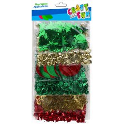 Karácsonyi konfettik, 6 féle (fenyőfa, körök, stb.), 30g, zöld-piros-arany