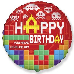 Lego mintázatú Happy Birthday Bricks fólia lufi 46 cm (WP)