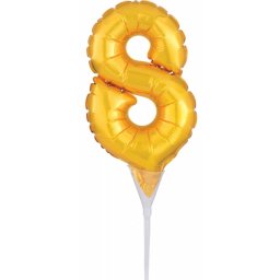Arany Gold 8-as szám fólia lufi tortára 15 cm