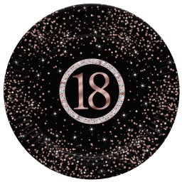 Happy Birthday 18 Rose Gold papírtányér 8 db-os 18 cm