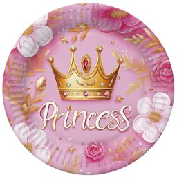 Hercegnő Crown papírtányér 8 db-os 18 cm