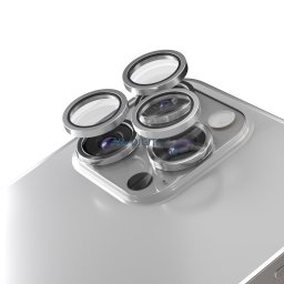 Etteri kamera lencse védő edzett üveg titánszürke szegéllyel iPhone 15 Pro/15 Pro Max