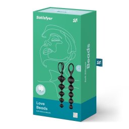 Satisfyer Anál gyöngyök puha, növekvő méret fekete színes 20,5 cm vízálló szilikon