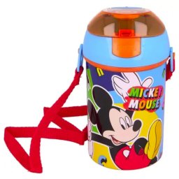 Mickey műanyag szívószálas kulacs akasztóval 450 ml Nr 01