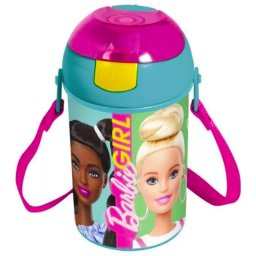 Barbie műanyag szívószálas kulacs akasztóval 450 ml Nr 01