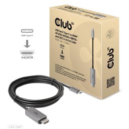 Club3D USB-C és HDMI kábel, 4K120Hz 8K60Hz HDR10 DSC1.2, aktív kábel, M/M, 3m