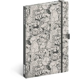Keménytáblás notesz krémszínű lapokkal, vonalas, leszorító gumiszalaggal Fortnite – Legends 130x210mm, Presco