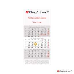 Speditőr naptár 1 tömb, 3 hónap SP-1 330 × 670 mm, fehér lapokkal Fejrész üres Dayliner 2027.