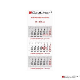 Speditőr naptár 3 tömb, 3 hónap Maxi Classic 350 × 820 mm, fehér lapokkal Fejrész üres Dayliner 2027.