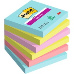 3M POSTIT Öntapadó jegyzettömb, 76x76 mm, 6x90 lap, 3M POSTIT "Super Sticky", "Cosmic", vegyes színek