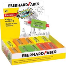 EBERHARD FABER Radír display, ceruzafogó, háromszögletű, EBERHARD FABER "Winner", vegyes neon színek